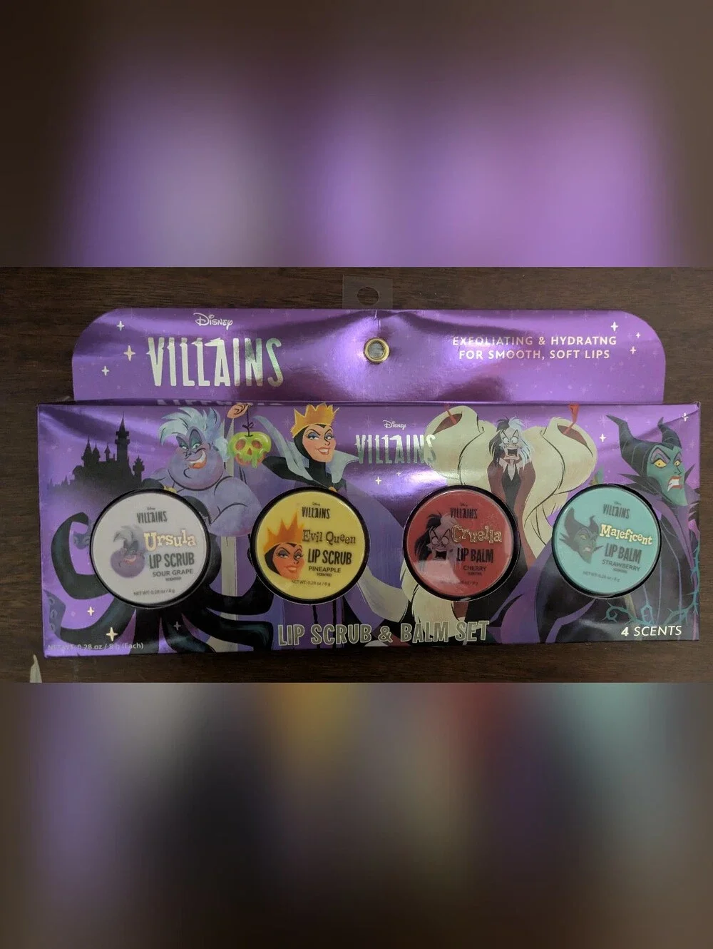 Disney Villains Lip Scrub & Balm Set - Purple, Yellow, Red